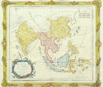 Louis Brion de la Tour, 'Chine et Indes Avec Les Isles', An 18th Century map, later hand-coloured,