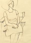 20th Century English School, Study of a seated lady, ink 13.5