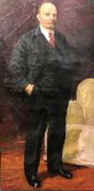 20th Century Russian School, A full length portrait of Lenin, oil on canvas, inscribed in Cyrillic