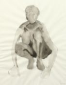 'Serena' 20th Century, A study of a crouching female nude, watercolour, 23