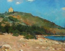 Richard Smith, British, 'Landscape near Vai, Crete II' oil on canvas, signed and inscribed verso,