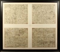 London and Environs circa 1802, A hand coloured map in four parts, each 20