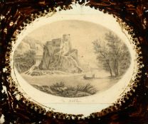 19th Century French School, A pencil sketch of a castle, 4.5