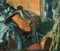 20th Century School, in the artist's studio, A nude female figure, oil on canvas, 12