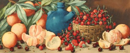 Giovanni Barbaro, pseudonym for Arthur Dudley (1890-1907), Still life of cherries in a basket,