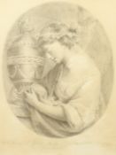 Attributed to G.B Cipriani (1727-1785) Italian, A young woman with an urn, grey wash drawing,
