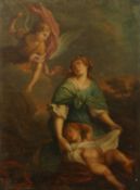 18th Century Continental School, Hagar and the Angel in a Landscape, oil on canvas, 28