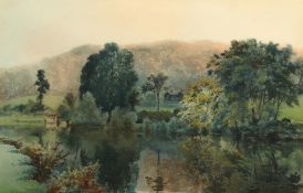 Conway Lloyd Jones (1846-1897) British, 'The summer house', watercolour, signed and dated, 12.5