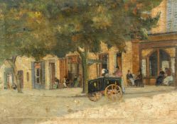Continental School, (Late 19th Century/ Early 20th Century) Figures on a busy street, oil on canvas,
