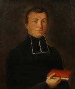 19th Century French School, A half-length portrait of a cleric, oil on canvas, 18.5