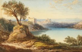 Follower of William Callow (1812-1908) Lake Albano with the Castel Gandolfo in the background,