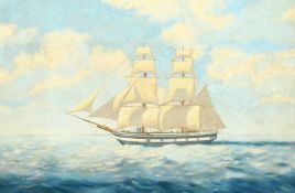 Eric Oldham (20th Century) British, A clipper at full sail, oil on canvas, signed, 16