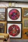 A pair of Damien Hirst style spin pictures.