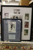 A signed photograph of Ian Botham together with other photographs, framed as one, together with a