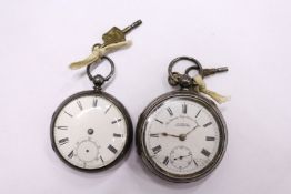 Two silver cased pocket watches.