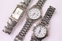Three gent's stainless steel wristwatches.