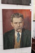 Russian School, a bust length portrait of Maxim Gorky, oil on canvas, unframed.