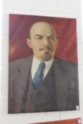 Russian School, a bust length portrait of Lenin, oil on canvas, unframed.