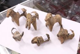 Seven various terracotta animals.