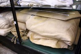 A quantity of Hessian style curtains etc.