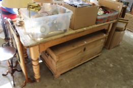 An old pine kitchen table.