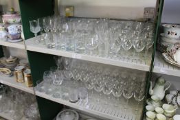 A quantity of drinking glasses.
