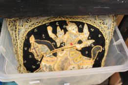 Two eastern embroidered cushions.