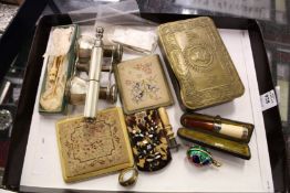 Opera glasses, a cased cheroot holder, a tortoiseshell aide de memoire etc.