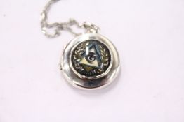 A small modern silver Masonic pendant and chain.