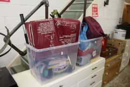 A quantity of exercise equipment, ski boots etc.