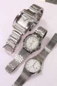 Three gent's stainless steel wristwatches.