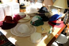 A large collection of ladies' hats.