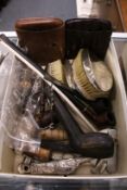Silver backed gentlemen's brushes, cigar cases and other related items etc.