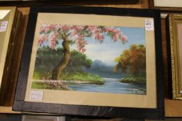 A set of four paintings of Cochin, unframed.