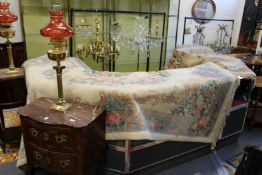 A cream ground Chinese carpet.