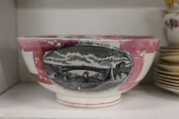 A Sunderland lustre ware bowl decorated with typical scenes including the Sailor's Farewell.