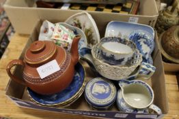 A small box of decorative china.