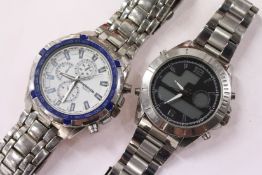 Two stylish gent's stainless steel wristwatches.
