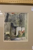 A small watercolour depicting roof tops, signed.