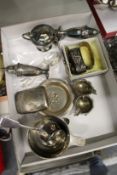 Silver ware to include coffee spoons, cigarette case etc.