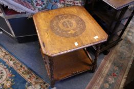 An oak two tier square shaped table, reputedly made from the timber from Nelson's flagship HMS