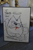 Tony Hart, an original caricature of a cat 