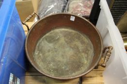 A copper preserve pan.