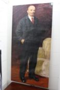 Russian School, a full length portrait of Lenin, oil on canvas, unframed.