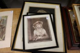 Three portrait prints.