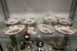 A good collection of Dresden floral decorated porcelain to include comports, dishes and a chamber