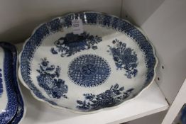 A Chinese style blue and white lobed bowl.