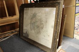 Greenwood's map of Hereford, framed and glazed and four other items.