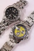 Two gent's stainless steel wristwatches.