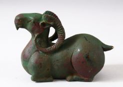 AN AFGHAN BRONZE FIGURE OF A RAM, 10cm long.